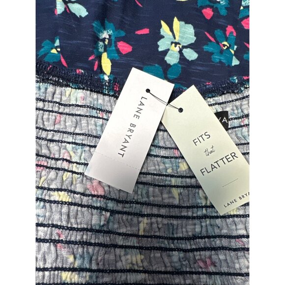 Lane Bryant Womens Floral Smocked Ruffle Tank Top Size 22/24 - Picture 7 of 10